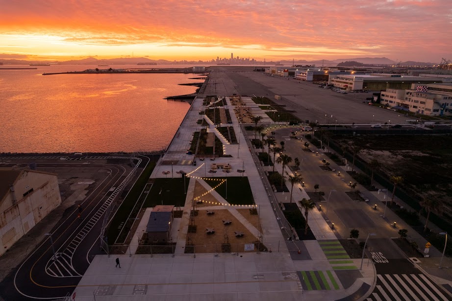 an aerial image of the new Alamada waterfront park